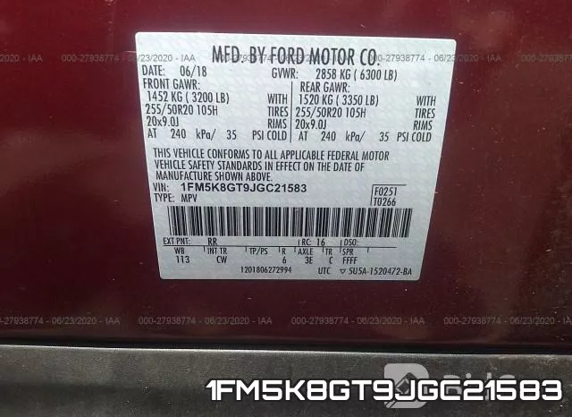 1FM5K8GT9JGC21583 фото 10