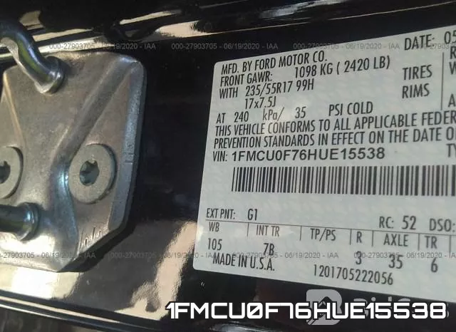 1FMCU0F76HUE15538 фото 10