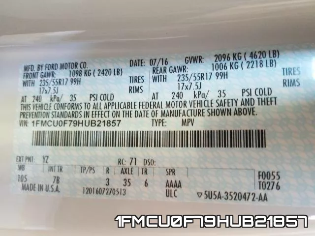 1FMCU0F79HUB21857 фото 2