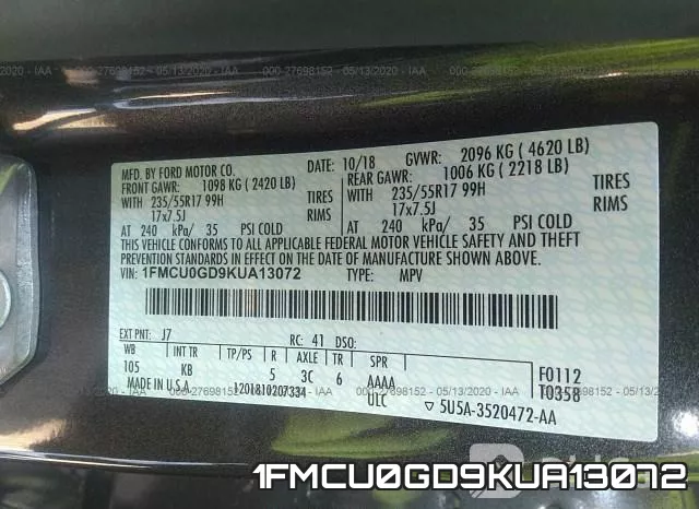 1FMCU0GD9KUA13072 фото 10