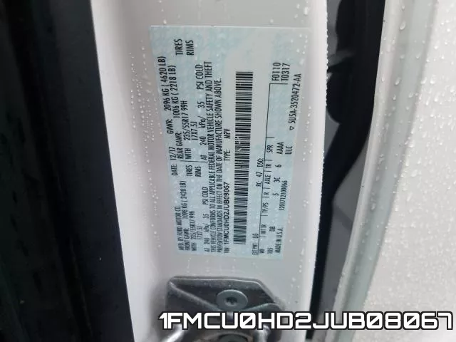 1FMCU0HD2JUB08067 фото 2