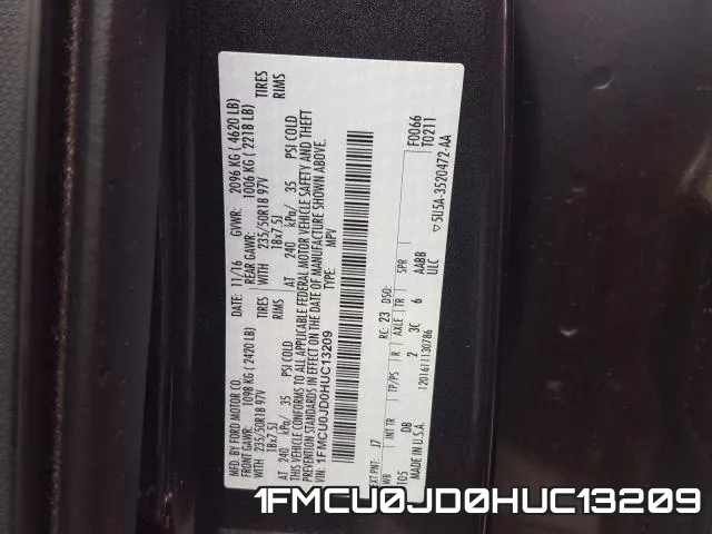 1FMCU0JD0HUC13209 фото 2