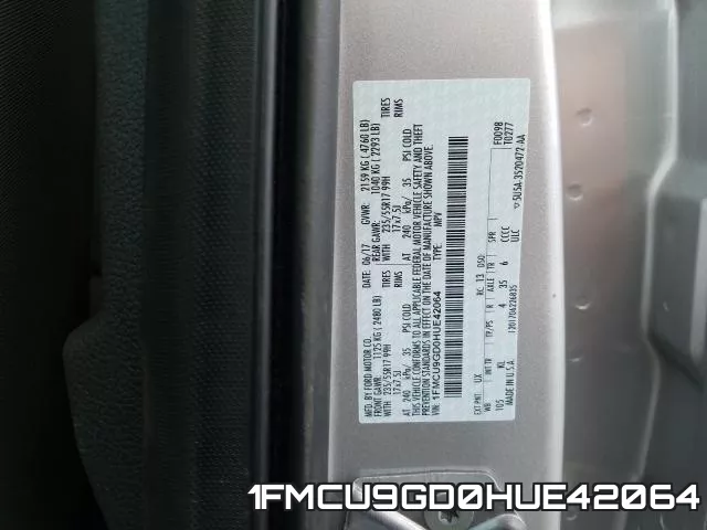 1FMCU9GD0HUE42064 фото 2