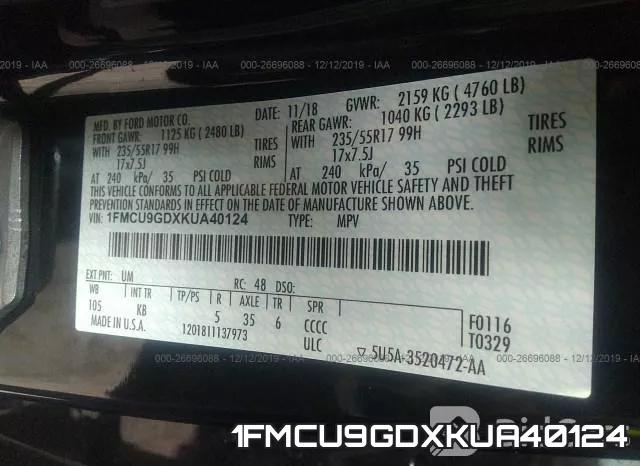 1FMCU9GDXKUA40124 фото 10