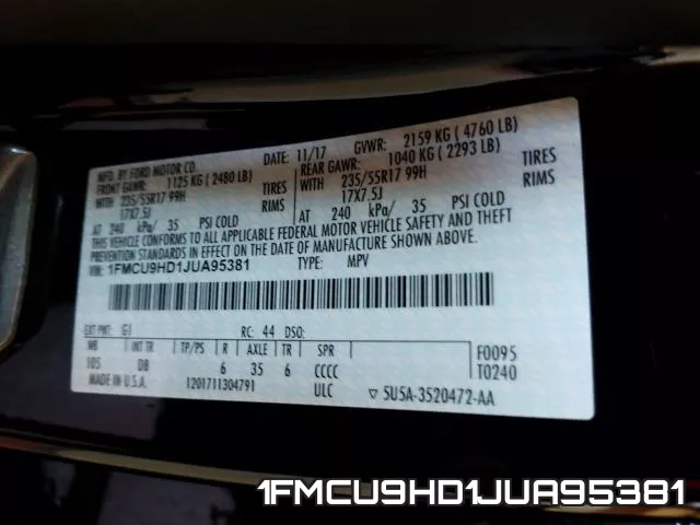1FMCU9HD1JUA95381 фото 2