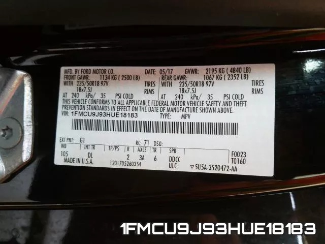 1FMCU9J93HUE18183 фото 2