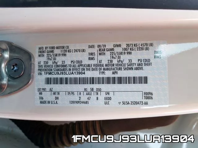 1FMCU9J93LUA13904 фото 2