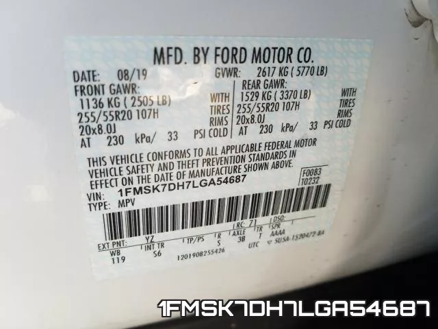 1FMSK7DH7LGA54687 фото 2