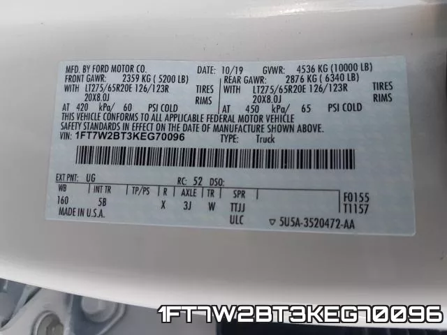 1FT7W2BT3KEG70096 фото 2