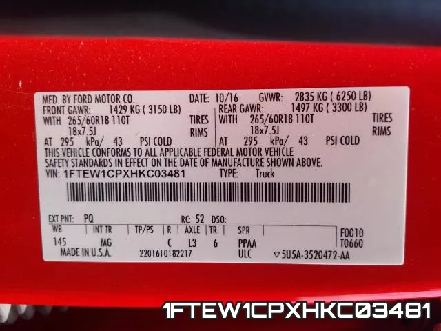 1FTEW1CPXHKC03481 фото 2