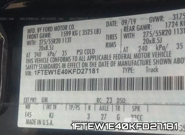 1FTEW1E40KFD27181 фото 9
