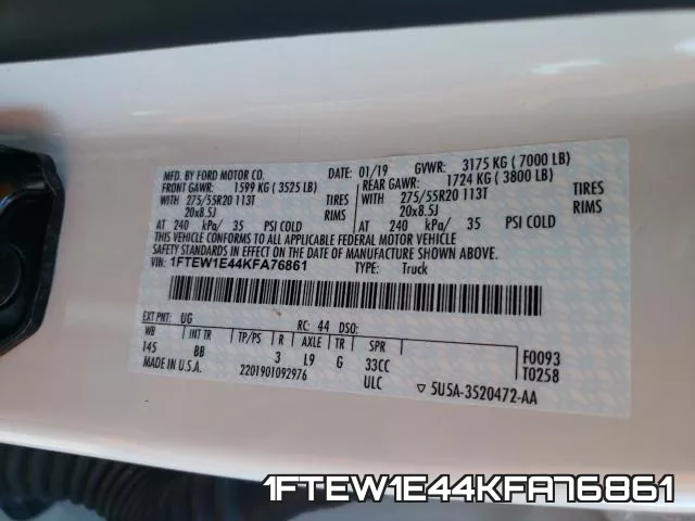 1FTEW1E44KFA76861 фото 2