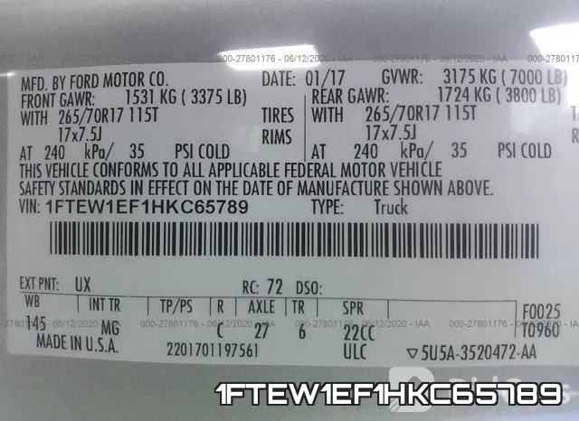 1FTEW1EF1HKC65789 фото 10