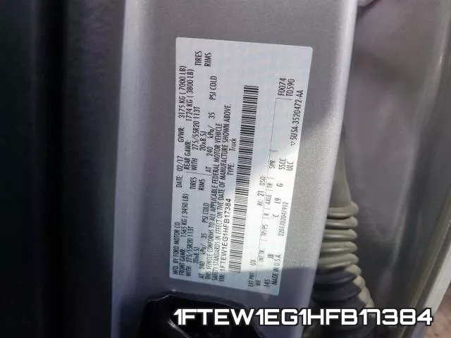 1FTEW1EG1HFB17384 фото 2