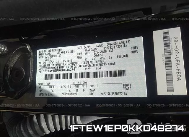 1FTEW1EP0KKD48274 фото 10