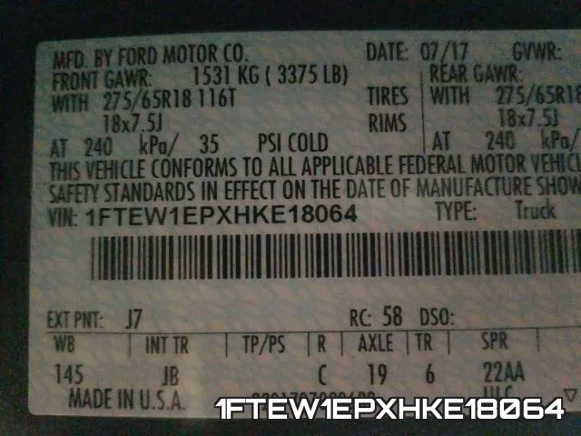 1FTEW1EPXHKE18064 фото 2