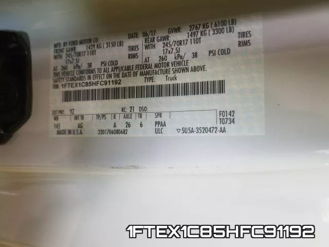 1FTEX1C85HFC91192 фото 2
