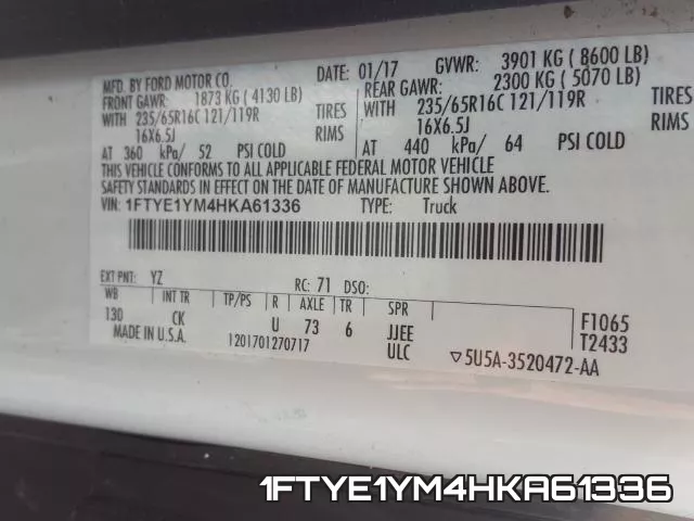1FTYE1YM4HKA61336 фото 2