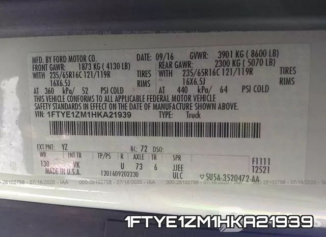 1FTYE1ZM1HKA21939 фото 10