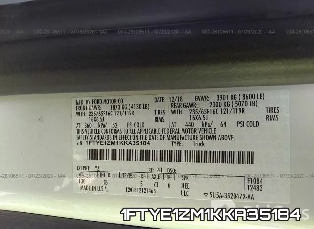 1FTYE1ZM1KKA35184 фото 10