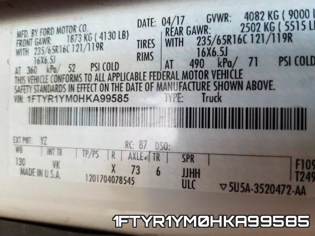 1FTYR1YM0HKA99585 фото 2