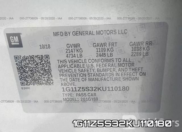 1G11Z5S32KU110180 фото 10