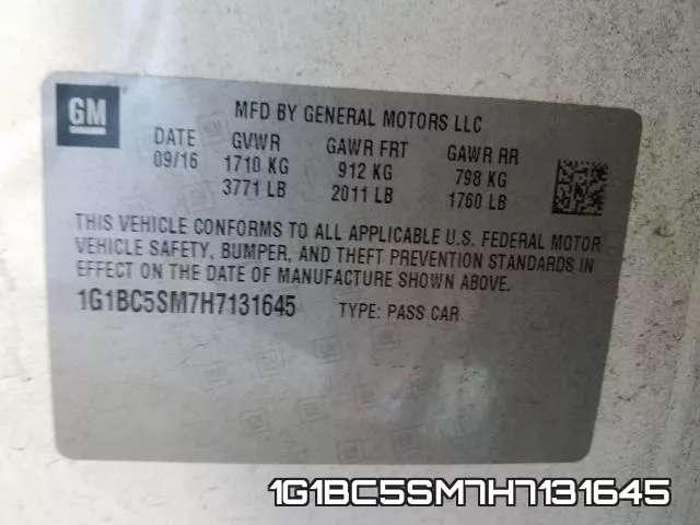1G1BC5SM7H7131645 фото 2