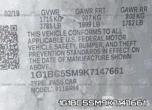 1G1BC5SM9K7147661 фото 10