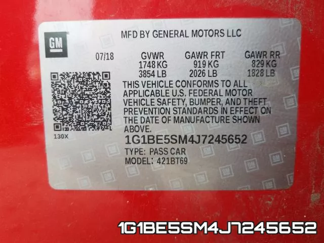 1G1BE5SM4J7245652 фото 2