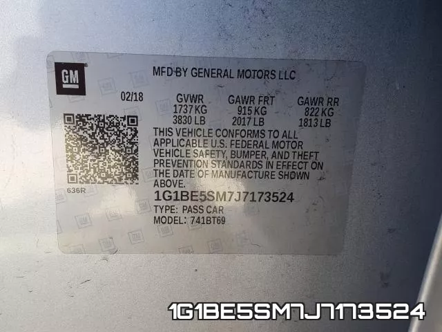 1G1BE5SM7J7173524 фото 2