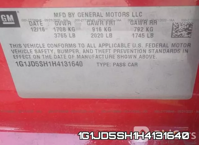 1G1JD5SH1H4131640 фото 10