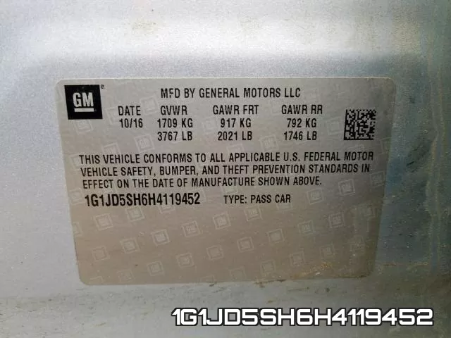 1G1JD5SH6H4119452 фото 2