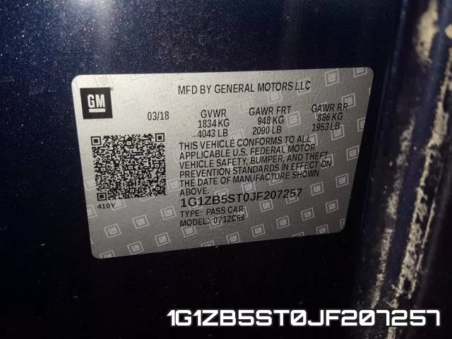1G1ZB5ST0JF207257 фото 2