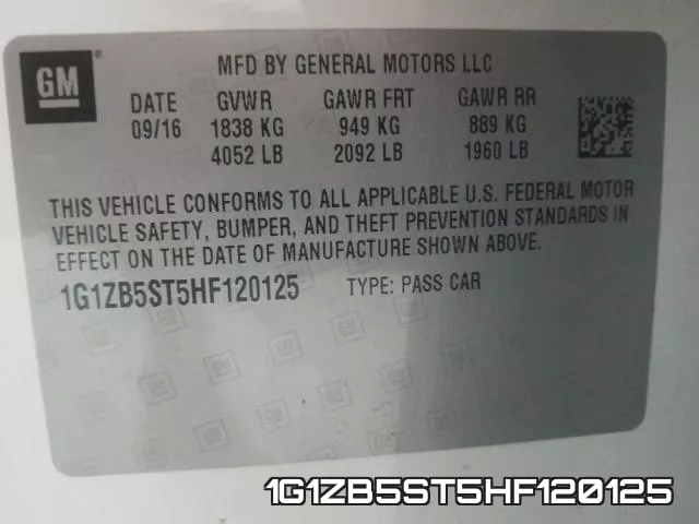 1G1ZB5ST5HF120125 фото 2