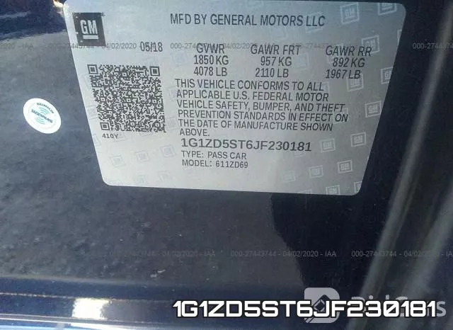 1G1ZD5ST6JF230181 фото 10