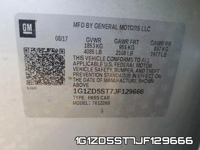 1G1ZD5ST7JF129666 фото 2