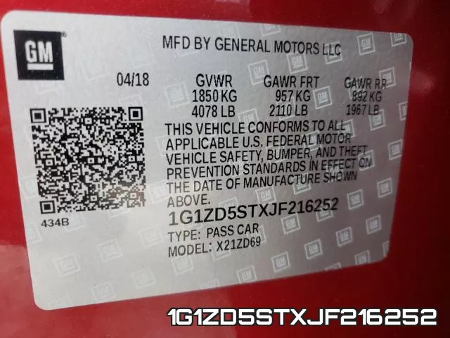 1G1ZD5STXJF216252 фото 2