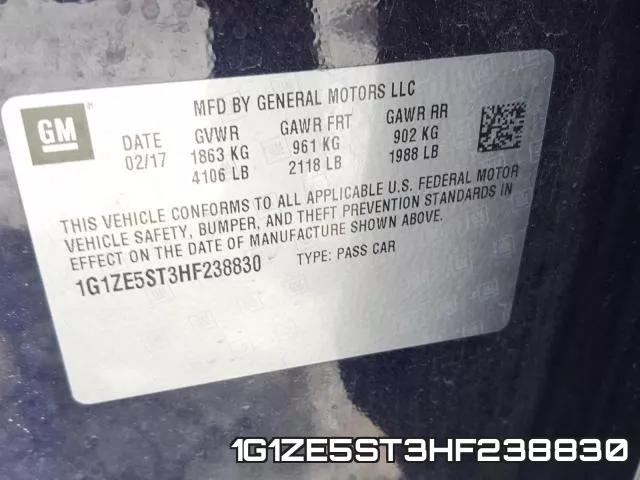 1G1ZE5ST3HF238830 фото 2