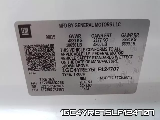 1GC4YRE75LF124707 фото 2