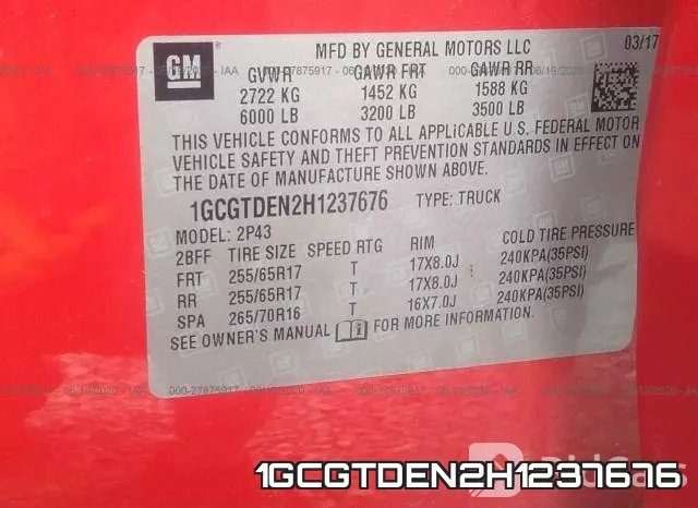 1GCGTDEN2H1237676 фото 10