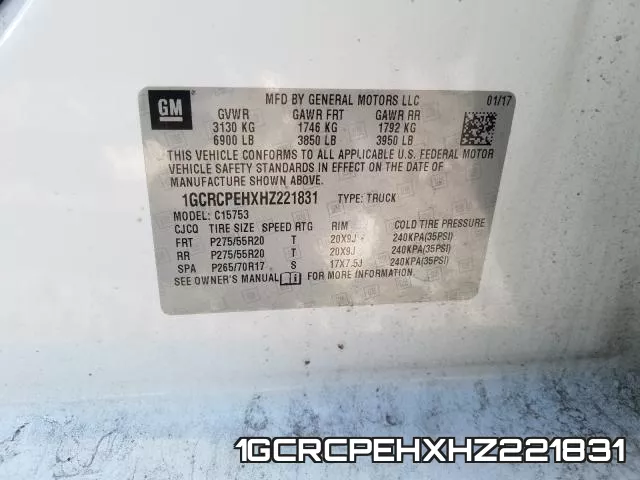 1GCRCPEHXHZ221831 фото 2