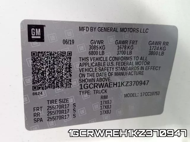 1GCRWAEH1KZ370947 фото 2