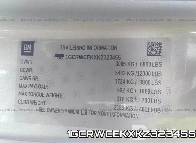 1GCRWCEKXKZ323455 фото 10