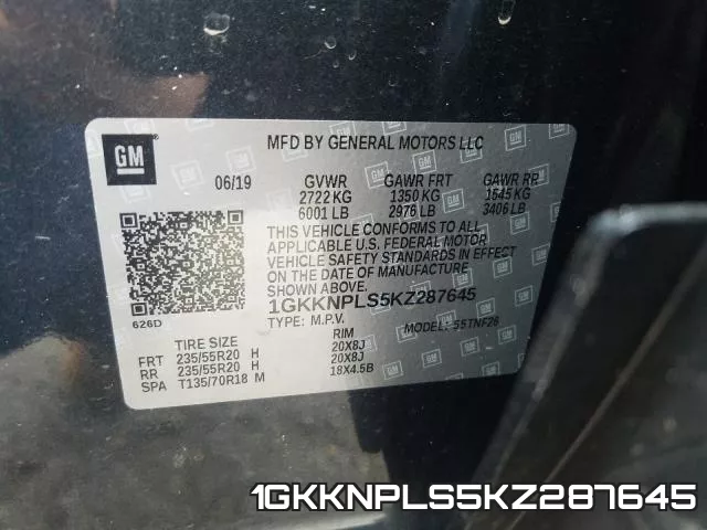 1GKKNPLS5KZ287645 фото 2