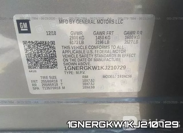 1GNERGKW1KJ210729 фото 10
