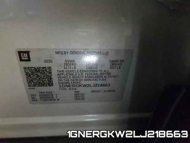 1GNERGKW2LJ218663 фото 2