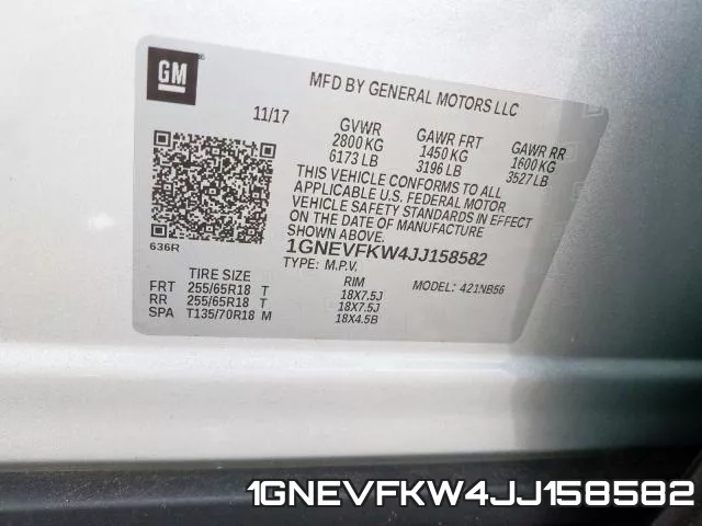 1GNEVFKW4JJ158582 фото 2