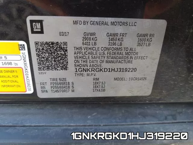 1GNKRGKD1HJ319220 фото 2