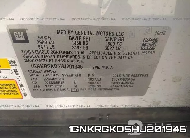 1GNKRGKD5HJ201946 фото 10