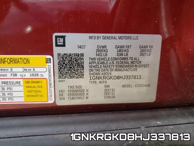 1GNKRGKD8HJ337813 фото 2